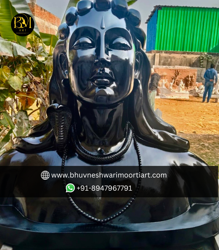 Pure Black Stone Big Size Adiyogi Shiva Statue-6feet Size