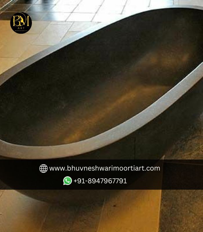 Black Marble Luxury Bathtub for Hotel and Spa Room