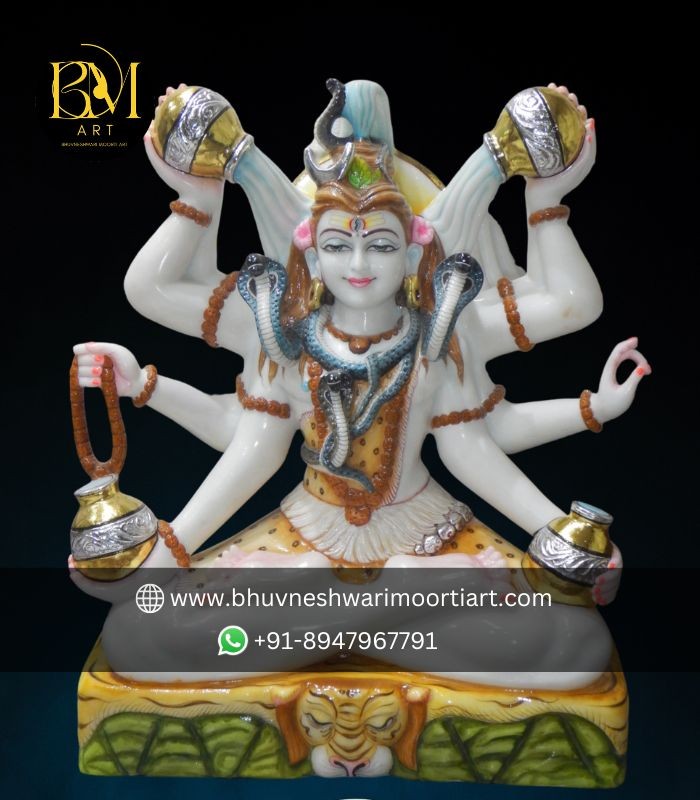 White Marble Mahamrityunjaya Shiva Statue