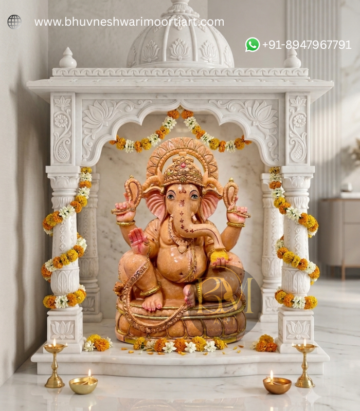 Pink Makrana Marble Ganesh Ji Statue thumbnail