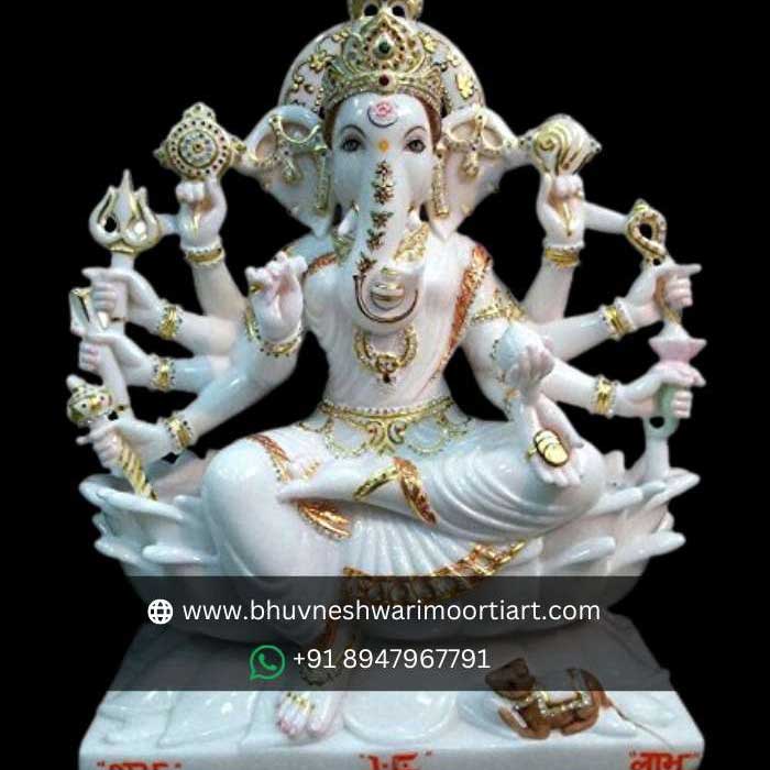 Ashtabhuja Marble Ganesha Statue