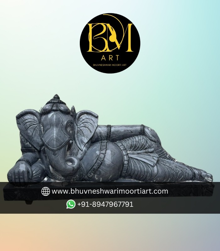 Black Marble Ganesh Ji In Laying Position
