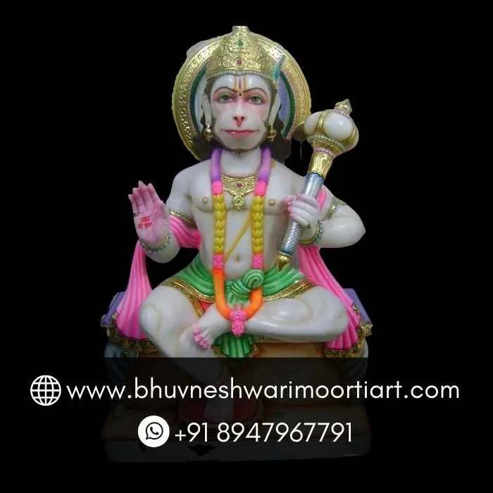 Color Painted Marble Hanuman Statue