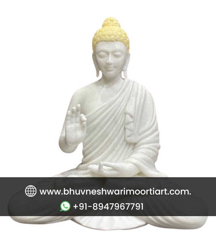 Meditating Marble Buddha Statue