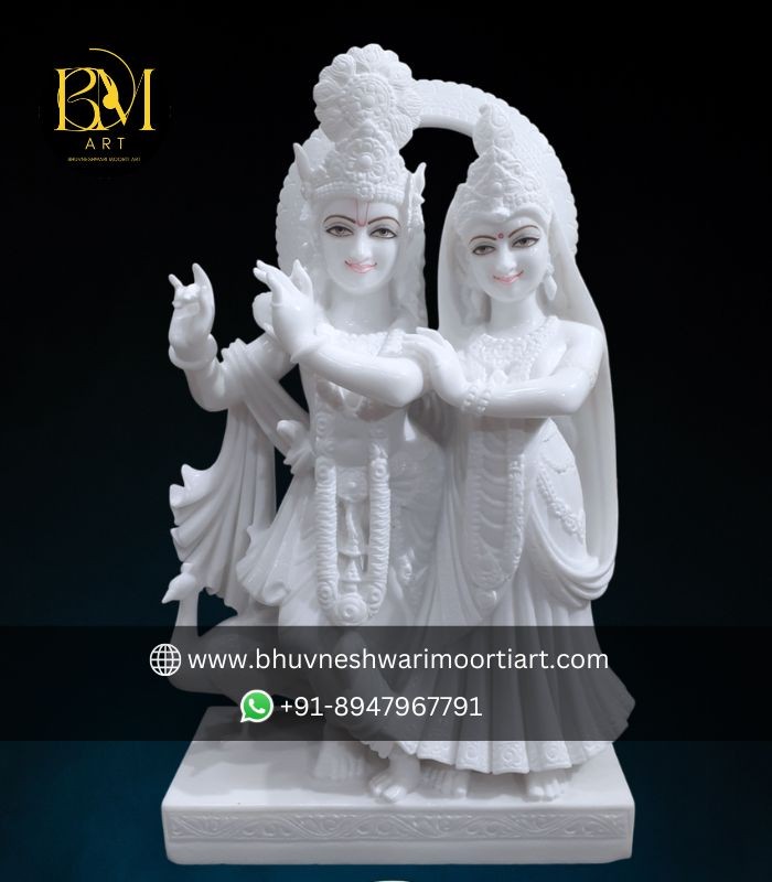White Marble Exclusive Radha Krishna Yugal Statue