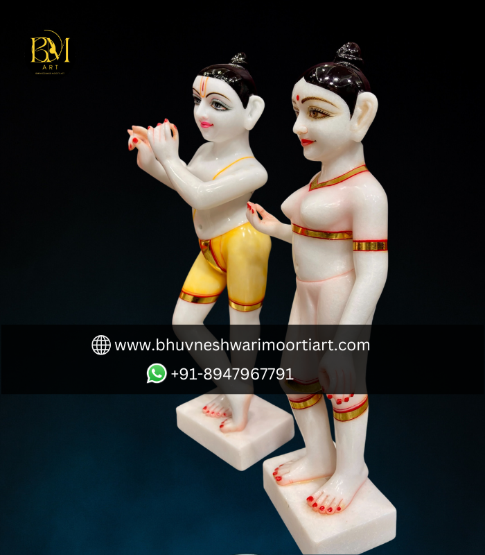 White Marble Iskcon Radha Krishna Statues thumbnail