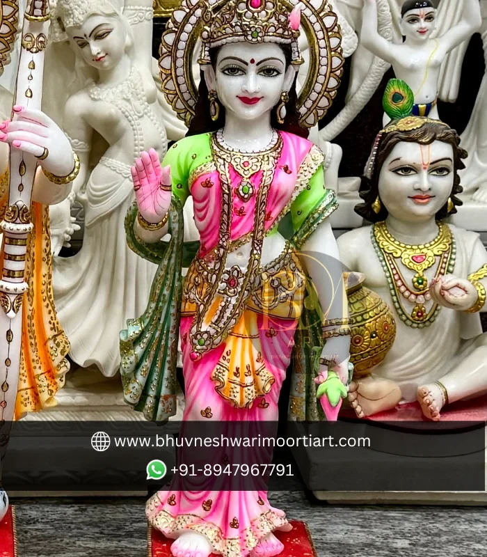 White Marble Ram Darbar with Hanuman Statue thumbnail