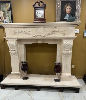 Pure White Marble Fireplace for Home