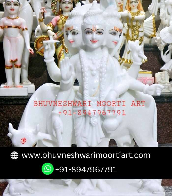 White Marble Dattatreya Statue