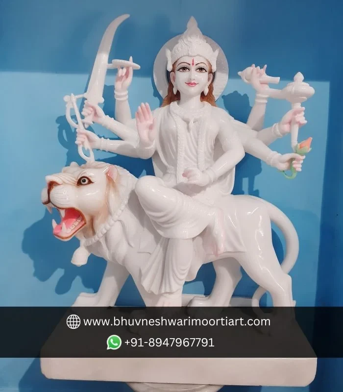 White Marble Durga Mata Murti