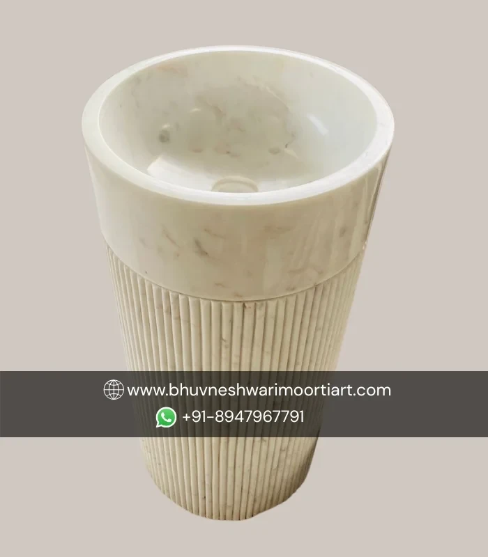 Home Use Free Standing Marble Pedestal Wash Basin