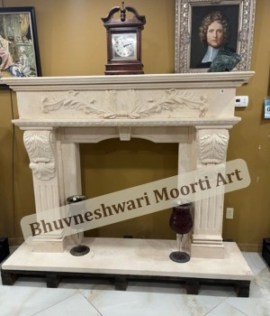 Pure White Marble Fireplace for Home