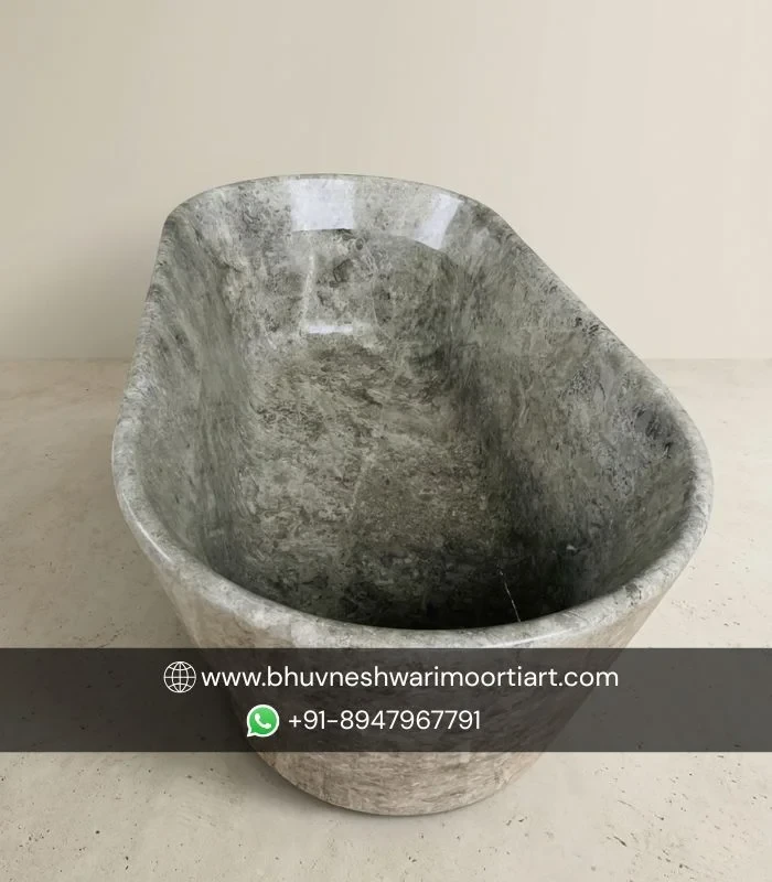 White Black natural stone bath tub