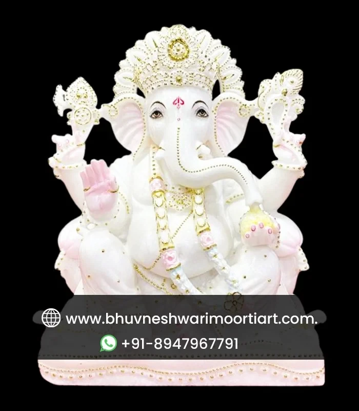 Sitting Marble Ganesha Idol