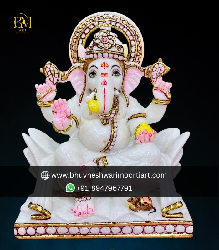 2 Feet Black Stone Sitting Ganesha Statue