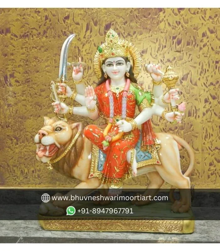 Colorful Durga Mata Marble Murti