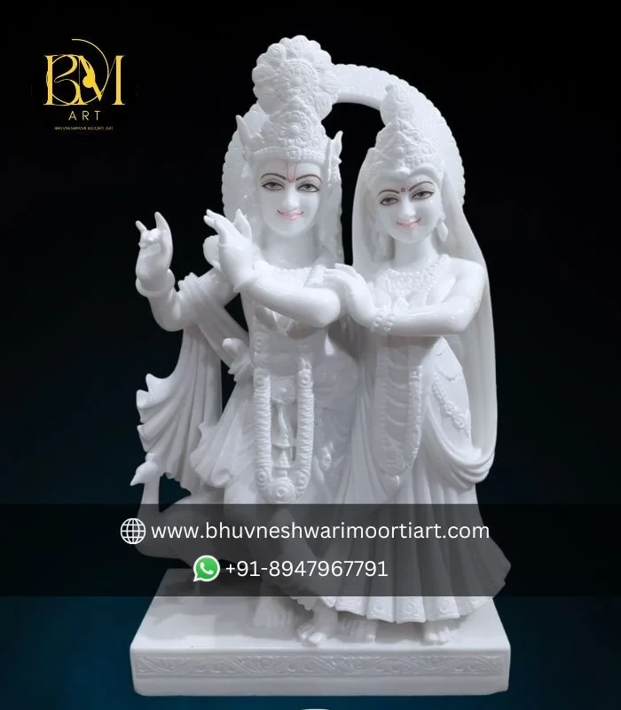 Jugal Jodi Radha Krishna Marble Murti for Home Temple
