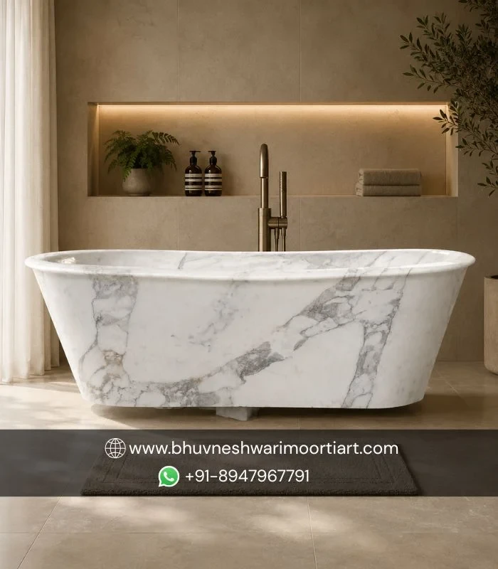 Handcarved Italian marble bath tub