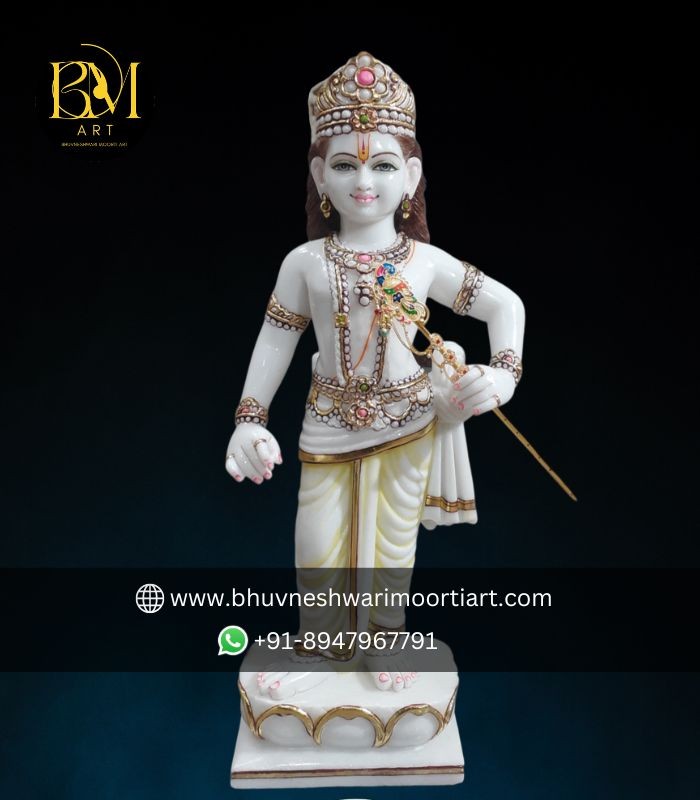 Antique Krishna Statue in white marble