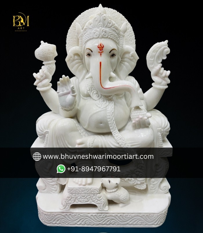 2.5 Feet Lord Ganesha Marble Statue