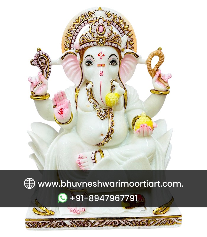 Pure White Marble Ganesha Sculpture