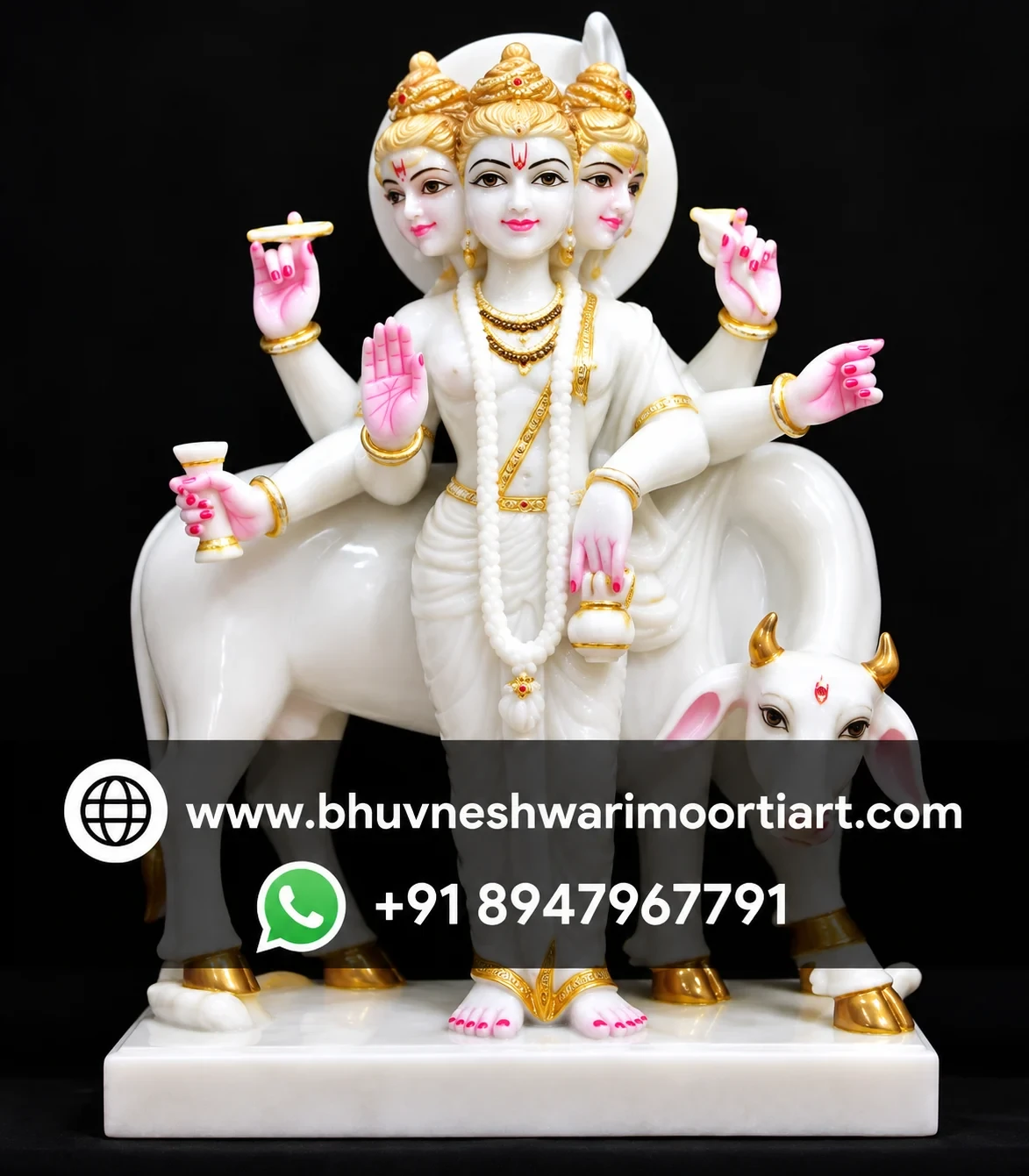 1.6 Feet Lord Datta White Marble Murti For Home Temple