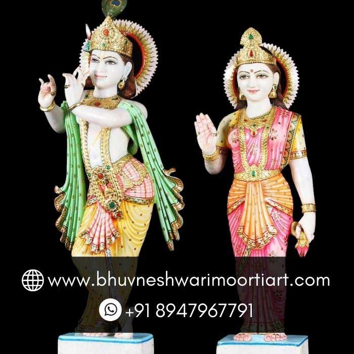 Multicolor Radha Krishna Marble Sculpture