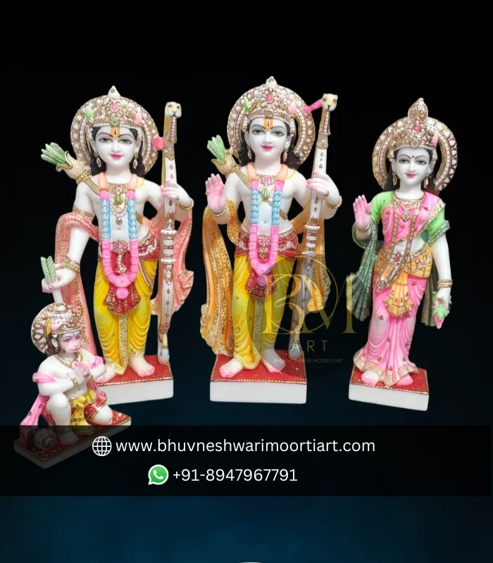 White Marble Ram Darbar with Hanuman Statue