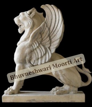 Marble Lion with Wings Sculpture