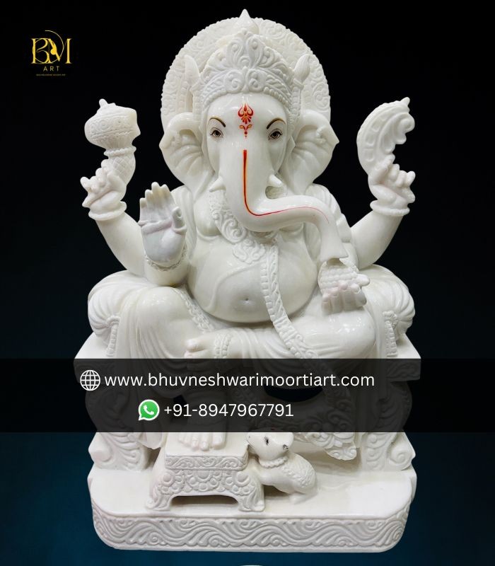 Vietnam White Marble Ganesh Murti