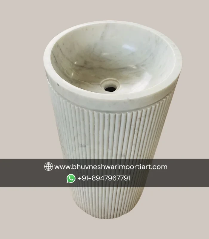 Marble Fluted Pedestal Wash Basin Designed Luxury Bathrooms