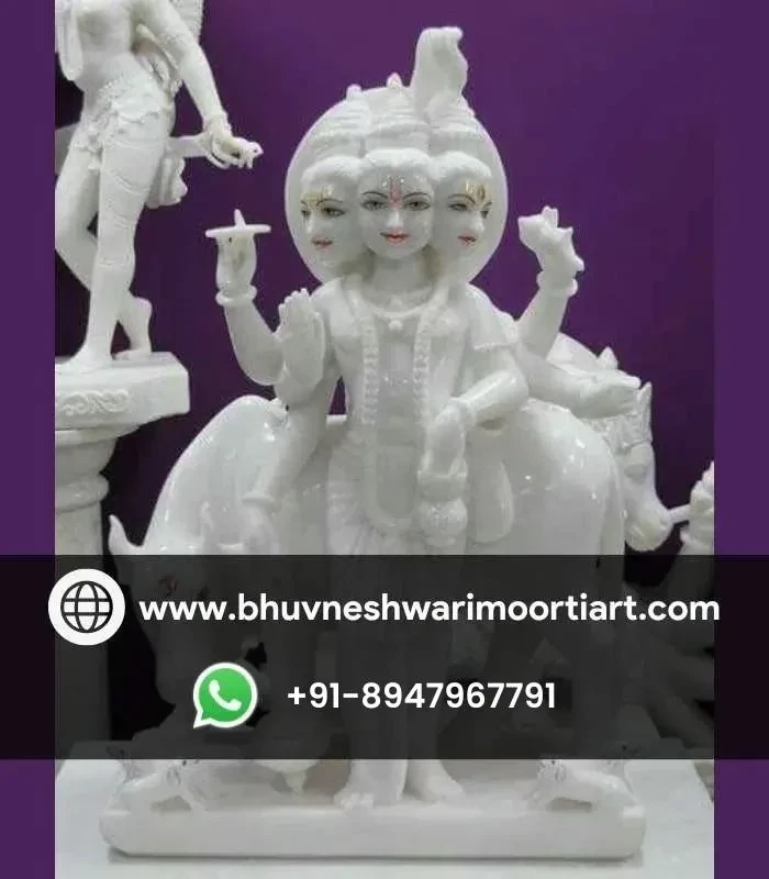 Pure White Marble Datta Murti for Home Temple