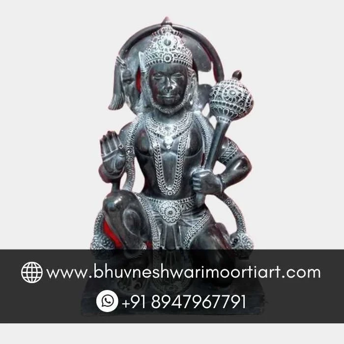 Traditional Black Marble Bajrangbali Statue for Home
