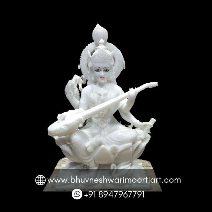 Marble Saraswati Devi Statue