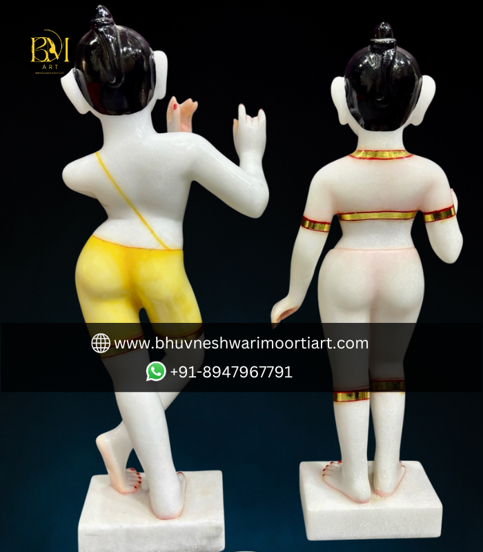 White Marble Iskcon Radha Krishna Statues thumbnail