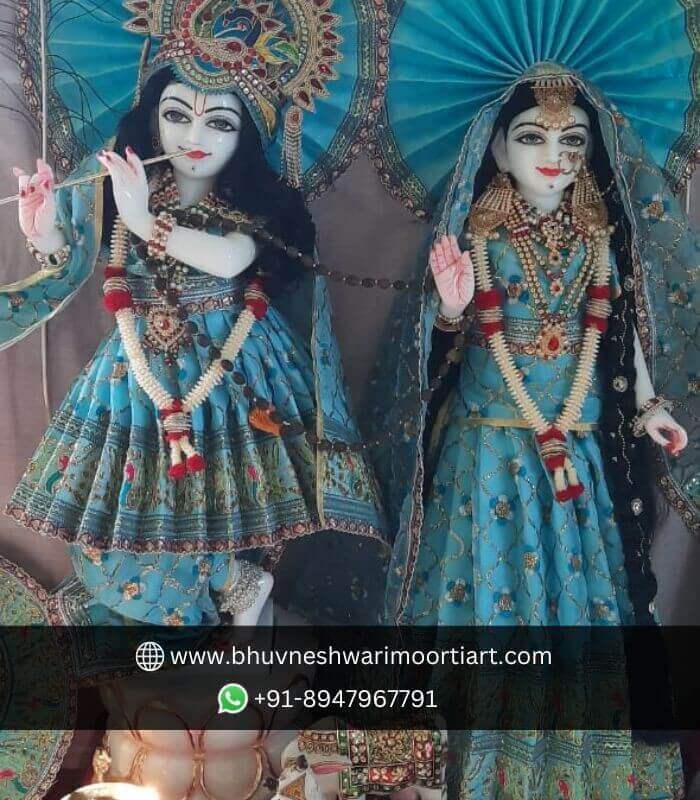 White Marble Iskcon Radha Krishna Murti