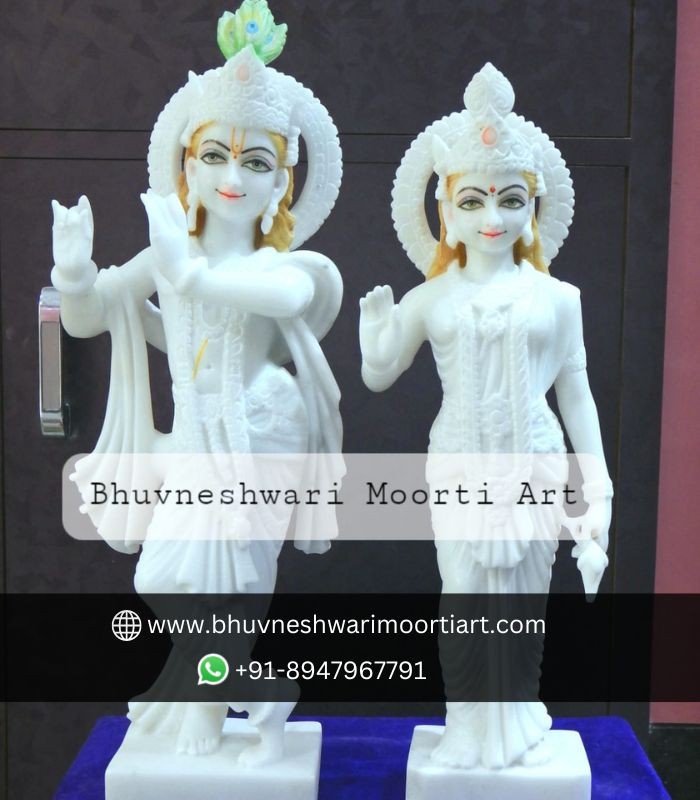 15 Inch Marble Radha Krishna Statue