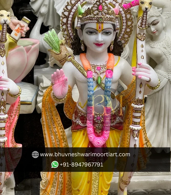 White Marble Ram Darbar with Hanuman Statue thumbnail