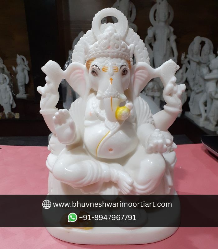 Marble Ganpati On Singhasan