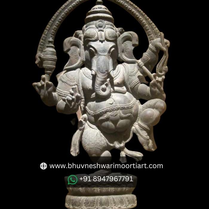 Black Stone Dancing Ganesha Statue