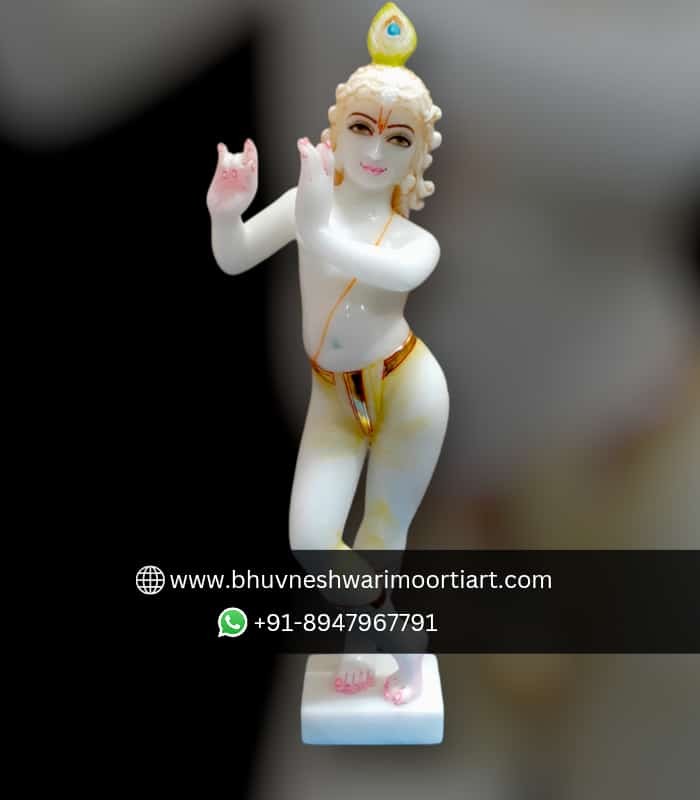 White Marble Iskcon Krishna Statue