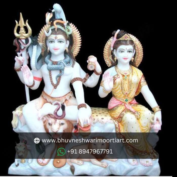 Shiv Parvati Marble Statue