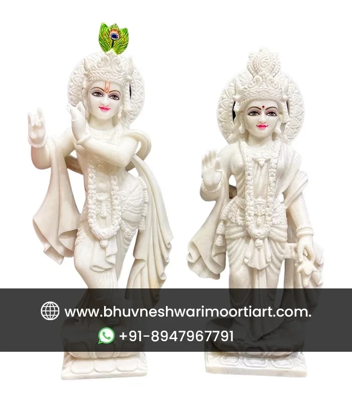 Pure White Marble Jugal Jodi (Radha Krishna) Statue