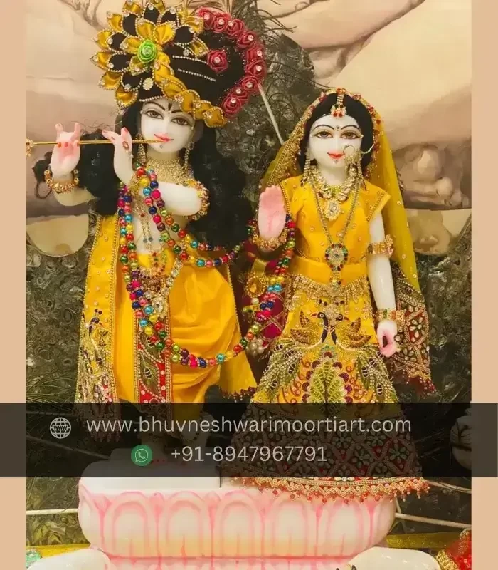 Marble Iskcon Radha Krishna Statue