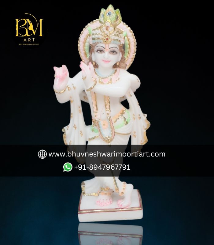 White Makrana Marble Krishna Statue