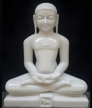 White Marble Jain Mahaveer Statue in Dhyan Mudra