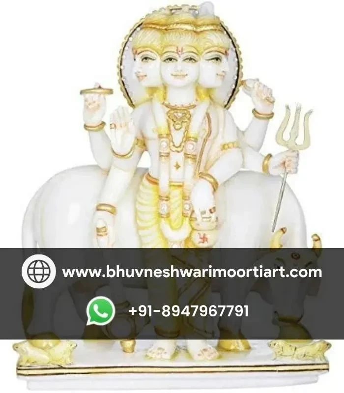 Golden Dattatreya Marble Statue for Home Temple