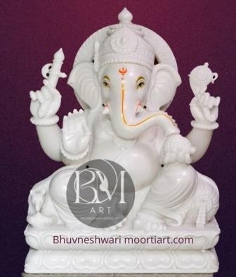 Charbhuja Ganesha Idol in Marble