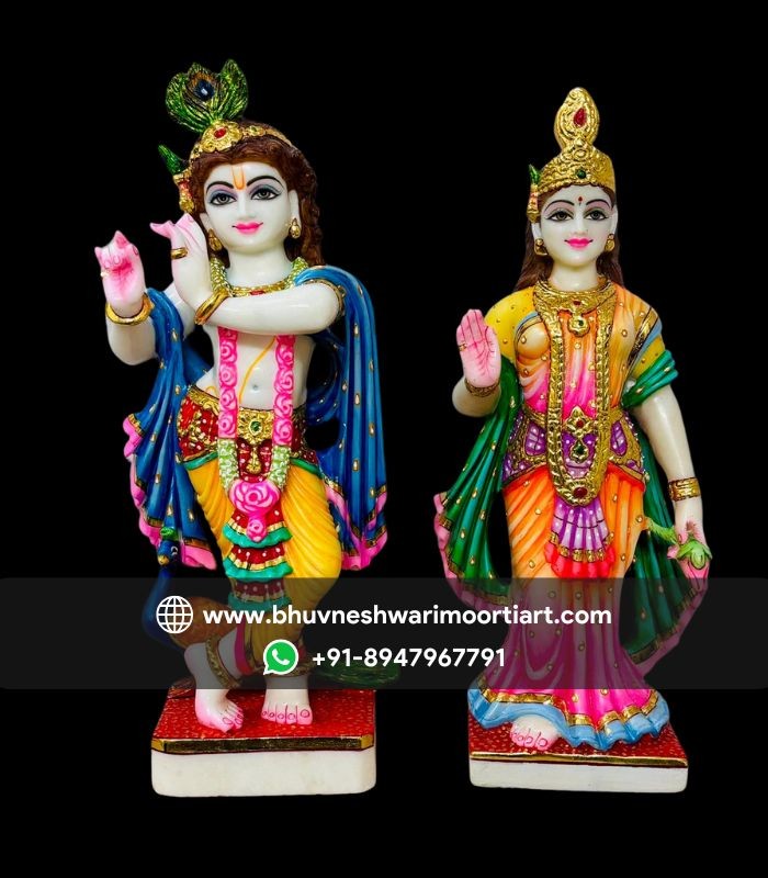 Multicolor Marble Radhe Krishna Idol