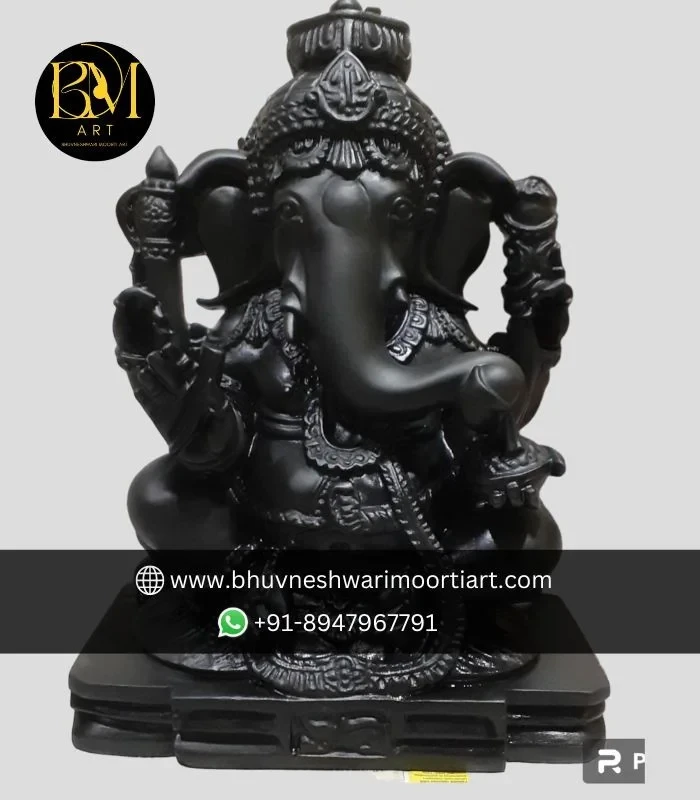 1.5 Feet Black Marble Vinayagar / Ganpati Statue